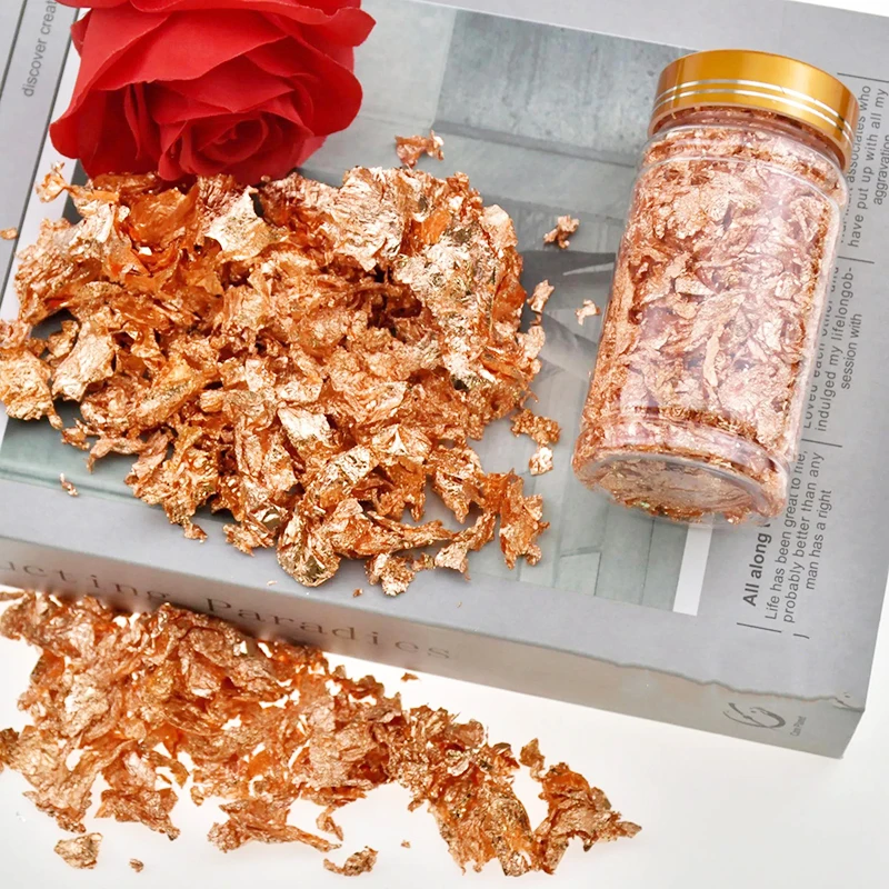 Nail Gold Foil Flakes For Resin Gilding Metal Gold Leaf Flakes for Nails Art Crafts Painting Slime