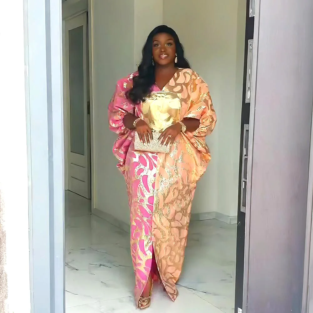 New africa clothing Fashion African  Dress jacquard fabric Boubou Dress Plus Size Luxury Kaftan Dresses For Women