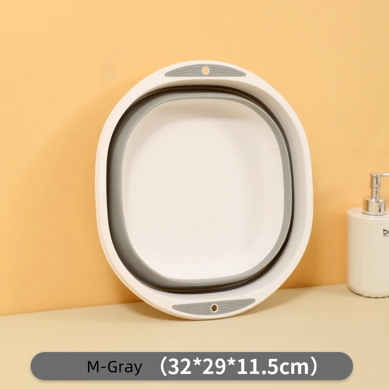 Folding Washing Bowl Basin High Quality Durable Large Square Shaped Collapsible Plastic Home Kitchen Ecofriendly Round Pp+TPR
