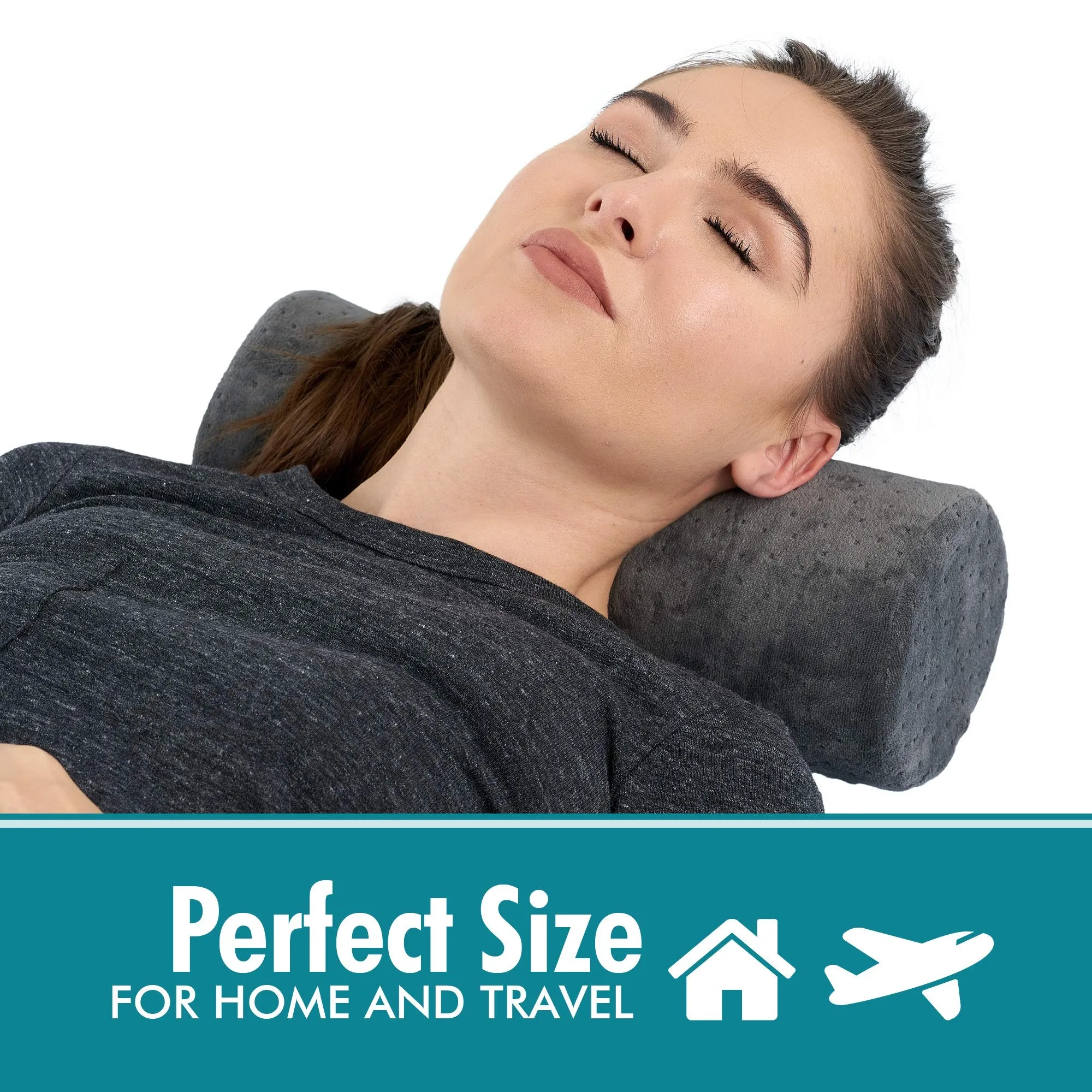 Bamboo Round Cervical Roll Cylinder Bolster Pillow with Removable Washable Cover