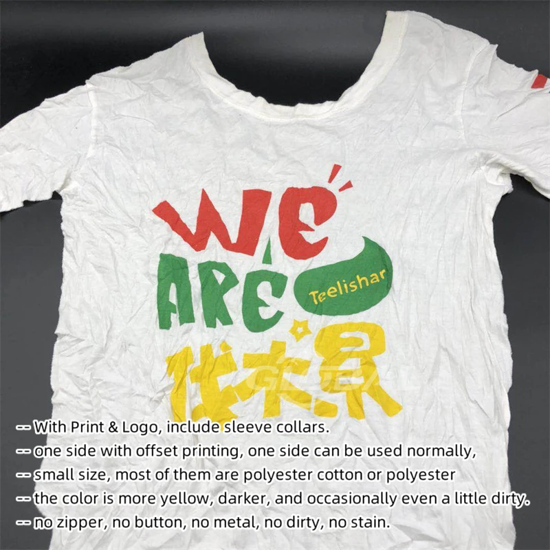 0-400kg Package White Printed T Shirt Cutting Recycled Shop Cleaning Cloth Used T Shirt Rags Cotton Waste Cleaning Rags