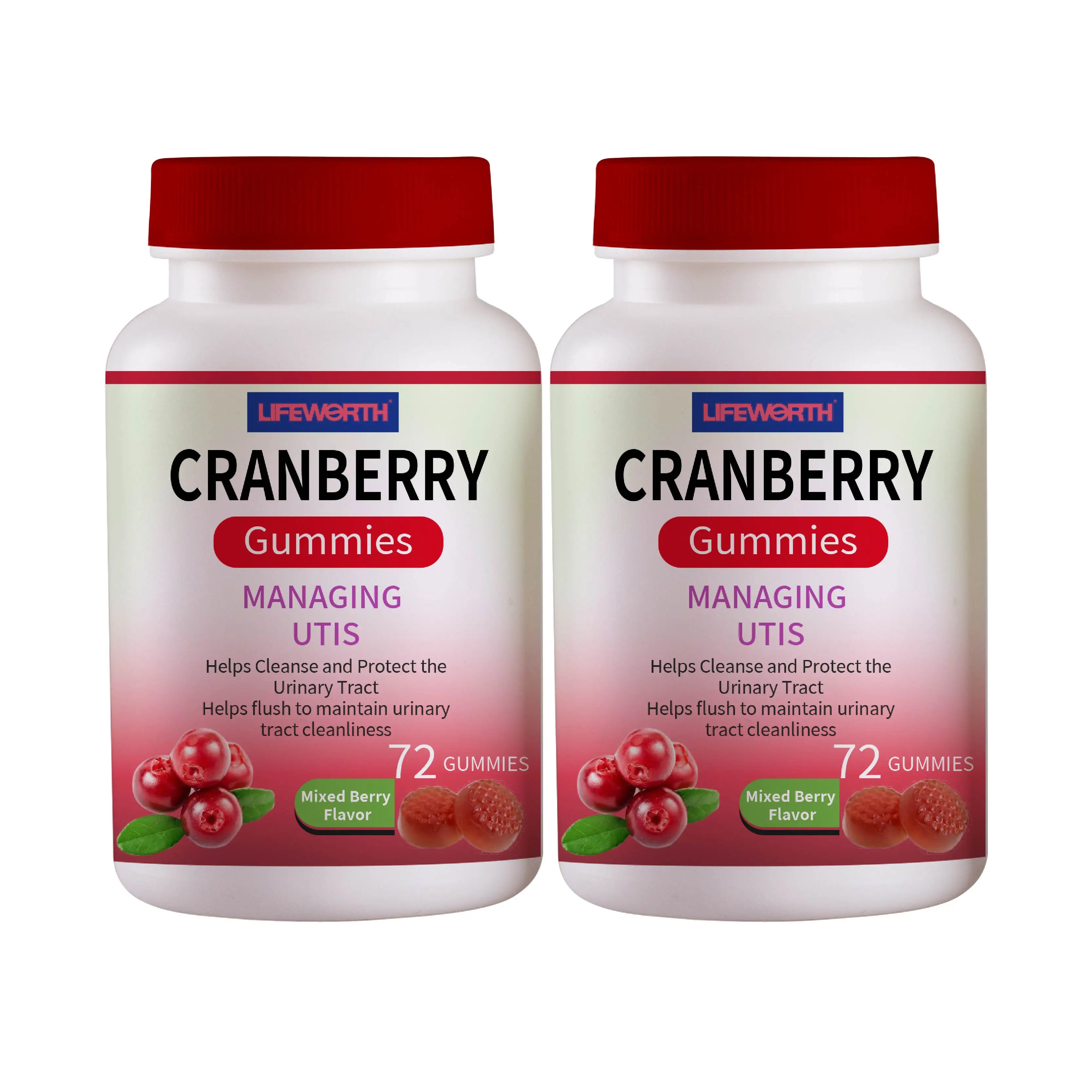 Lifeworth OEM Candy Supplier Cranberries Extract Gummies Candies Mixed Berry Flavor
