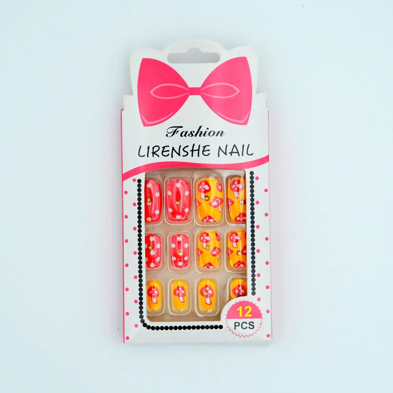 12pcs/box Professional Children Kids Diy Nails Press On False Custom