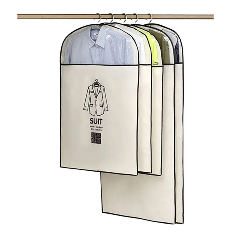 Custom Non-woven Coats Dresses Protectors Dust-Proof Clothes Cover Bag Suit Garment Bag for Closet Storage Hanging Clothes
