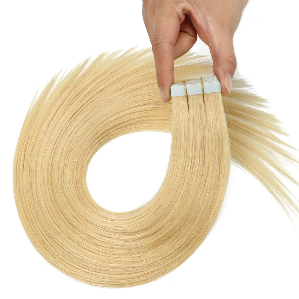 Factory wholesale wig blonde real human hair tape wig 16 inch #24 Straight wig