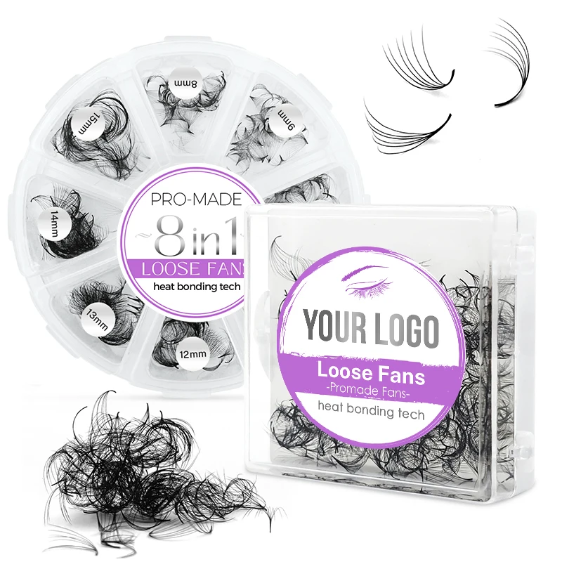 Customize Logo 500/1000 Pre Made Lash Fans with Handmade Pointy Base Bouquet Eyelashes Loose Fans Premade Volume Lash Extensions
