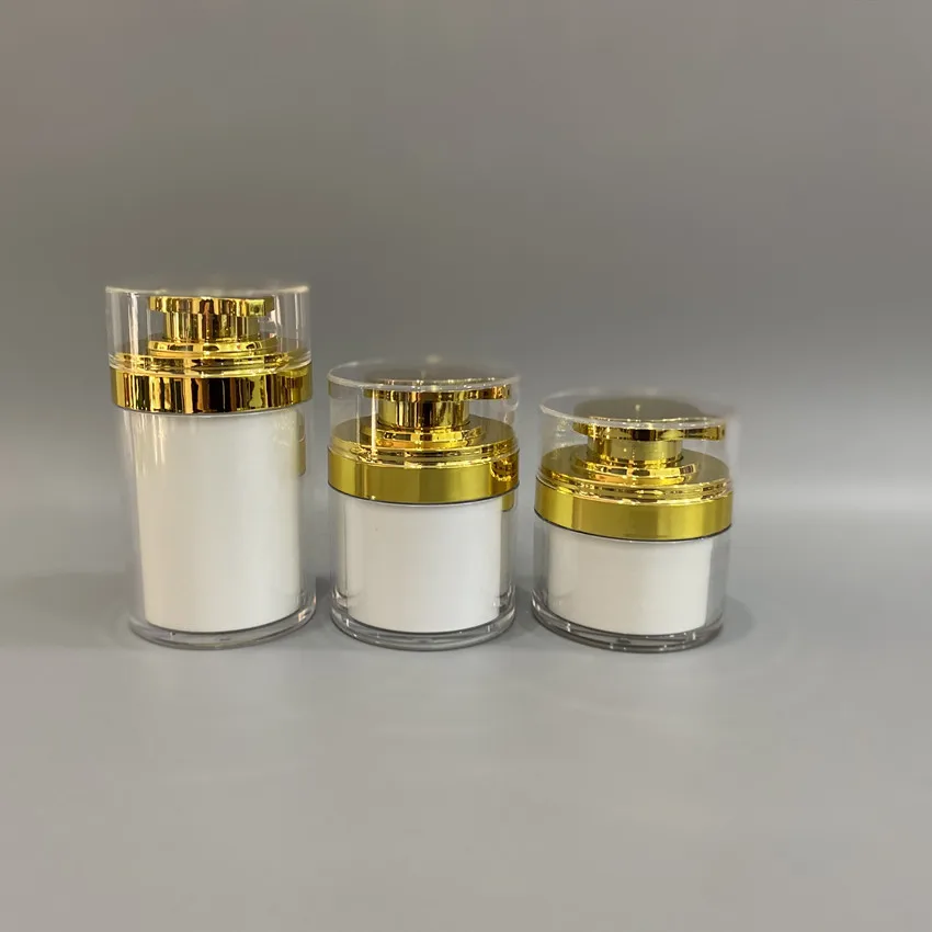 30g 50g 100g Acrylic Airless Jar With Electroplated Gold Pump Cosmetics Foundation Face Cream Empty Packaging Container