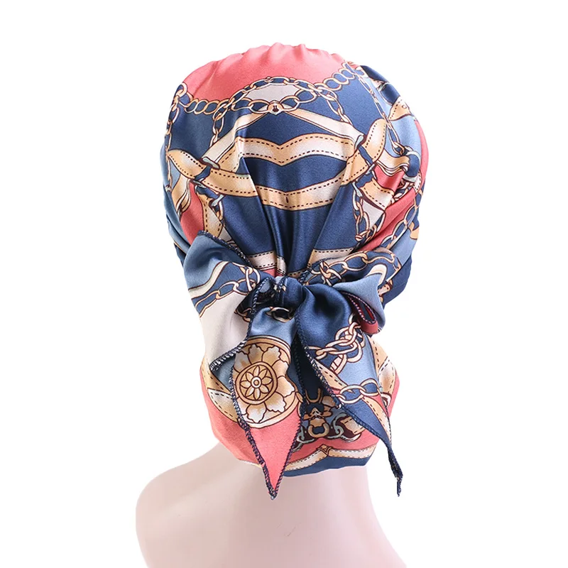 
Womens Muslim Hijab Cancer Chemo Flower Print Hat Turban Cap Cover Hair Loss Head Scarf Wrap Pre-Tied Headwear Strech Bandana 