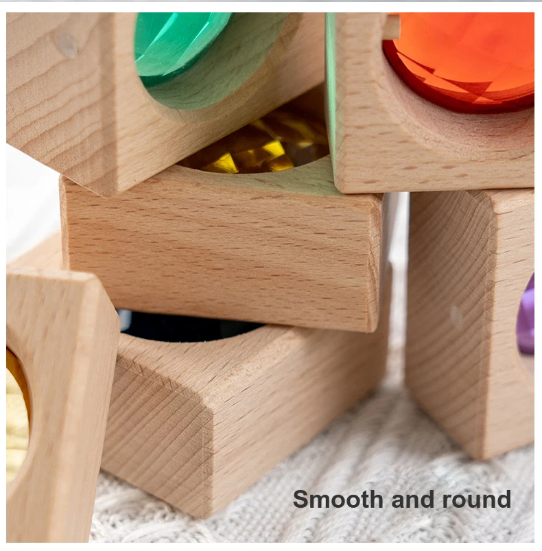 25pcs Rainbow Wooden Sensory Blocks Baby Stacking Toys for Montessori Games Creative Educational Cube Blocks for Kids