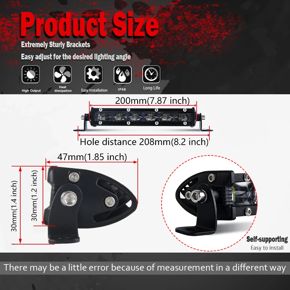 Светодиодная Однорядная тонкая панель для автомобиля лампа DRL Для вездехода дальнего света 8 дюймов 14 20 26 32 дюйма 38 44 50 6D