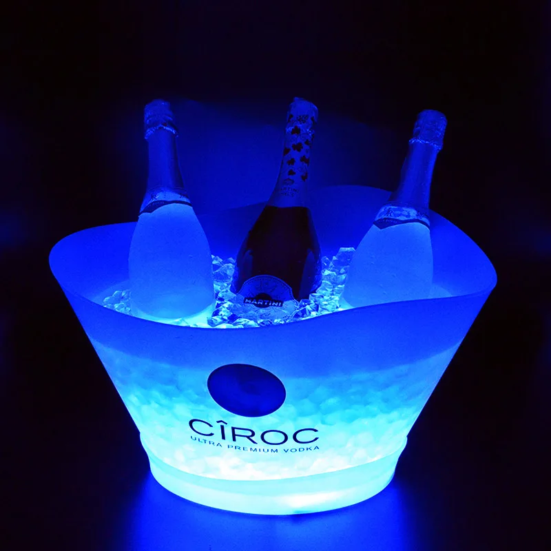 customized Celebration Party 12L plastic branded logo cooling beer wine champagne led lighted ice bucket cooler
