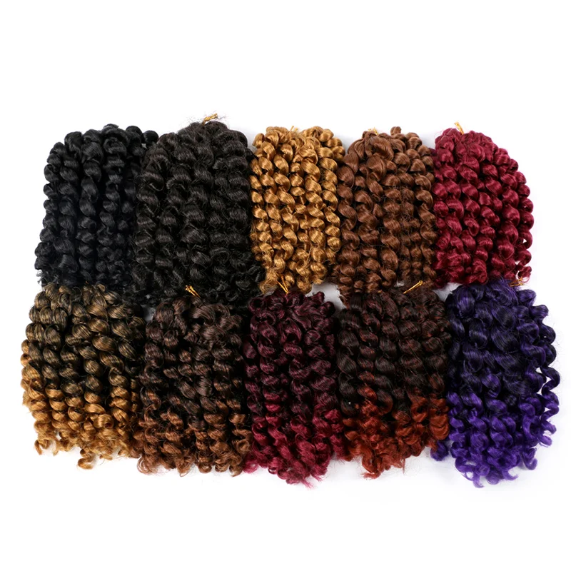 Wand Curl Crochet Braids Jamaican Bounce Curly Hair African Black Color Synthetic Crochet Braiding Hair Extensions For Women