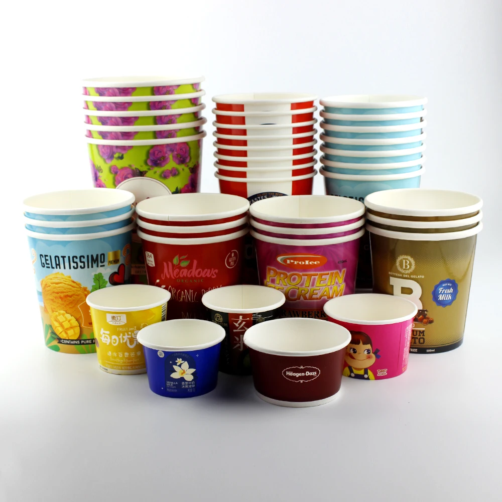custom print disposable ice cream paper cup factory cheap price paper ice cream cup biodegradable Ice cream paper cup