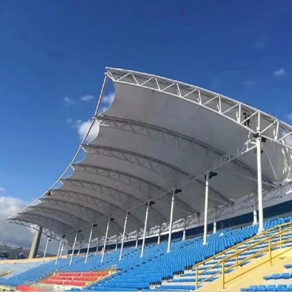 Shade Canopy Steel Pipe Truss Supported Light Weight Steel Space Frame Trusses Steel Structure Stadium Seating Canopy Roof
