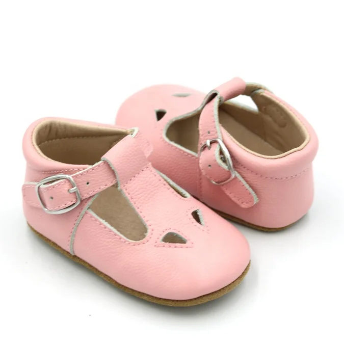 Anti-slippery Soft Sole Buckle Strap Real Leather Baby Girl Dress Shoes