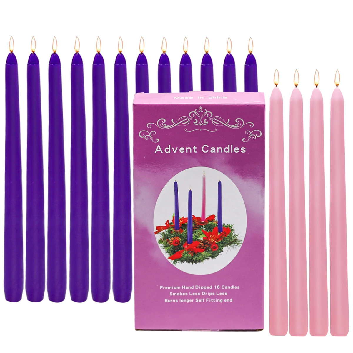 1.76Oz Amazon Wholesale Purple Smokeless Natural Paraffin Wax Unscented  Taper Candles ,Birthday Dinner Dancing Parties Decor