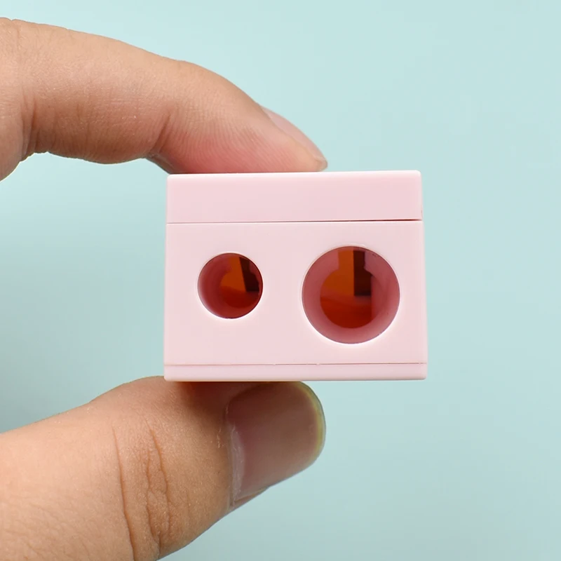Private Label Double hole mini hand pencil sharpener knife rolling Makeup Eyebrow Lip liner pencil makeup sharpener tool