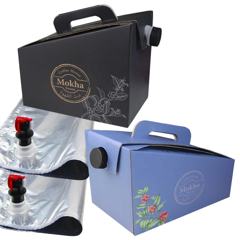 Custom Cold Brew Liquid Coffee Concentrate Bag in Box Coffee On Tap 1 3 Liter 5 Liter Pouch With Valve Tap Vitop