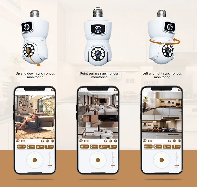 4mp E27 Wireless Wifi Dual Lens Bulb Camera 360 Security Surveillance Ip Ptz Mini Camera Bulb Light Cctv Camera