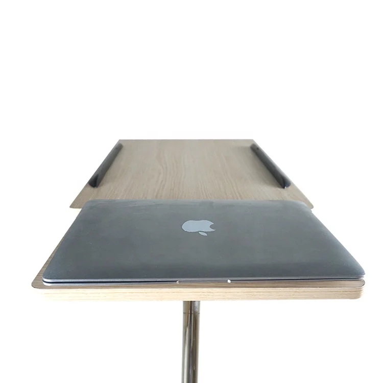 Wooden laptop portable wheel table overbed tray for bed couch