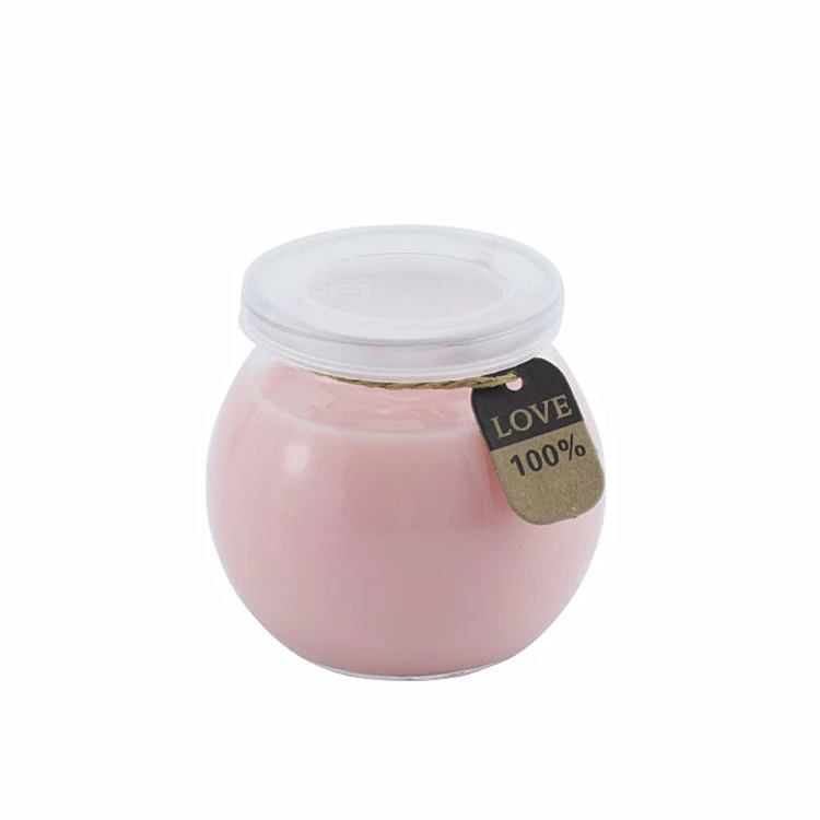 100ml 200ml 300ml Round Shape Pudding Glass Jar Glass Yogurt Jar With Plastic Lid