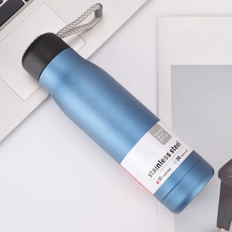 Straight drinking cup with rope Insulated Stainless Steel Sublimation cup festival slim vacuum travel mug gift water bottle