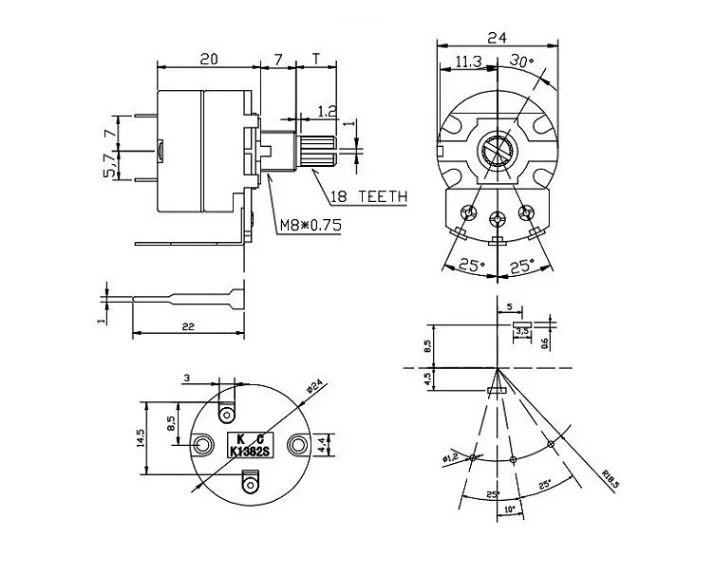 WH138 rotary potentiometer with switch