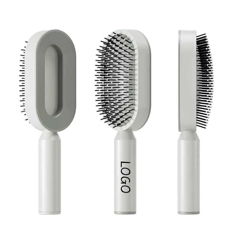 2022 Newest ABS+TPR Portable Hair Brush Scalp Massaging Caring Brush Vibration Massage Comb Self Cleaning Hair Brush for Women