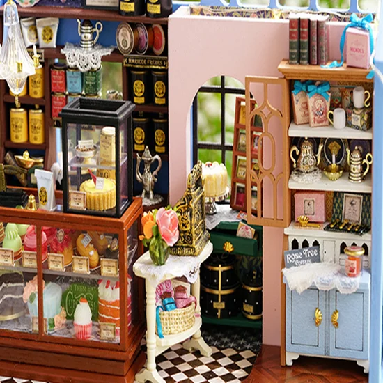 Rose Garden Assemble DIY Wooden Houses Miniatures with Furniture DIY Miniature doll house for girls doll house accessories