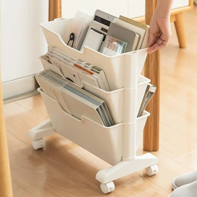 Manufacturer Home accessories Pen holder Shelf Rack Floor Magazine Files Storage with wheel Office Book Stationery Organizer
