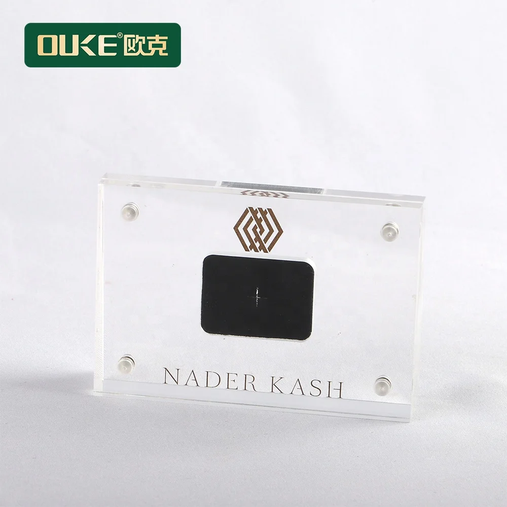 Clear and black small square acrylic diamond display box with magnet