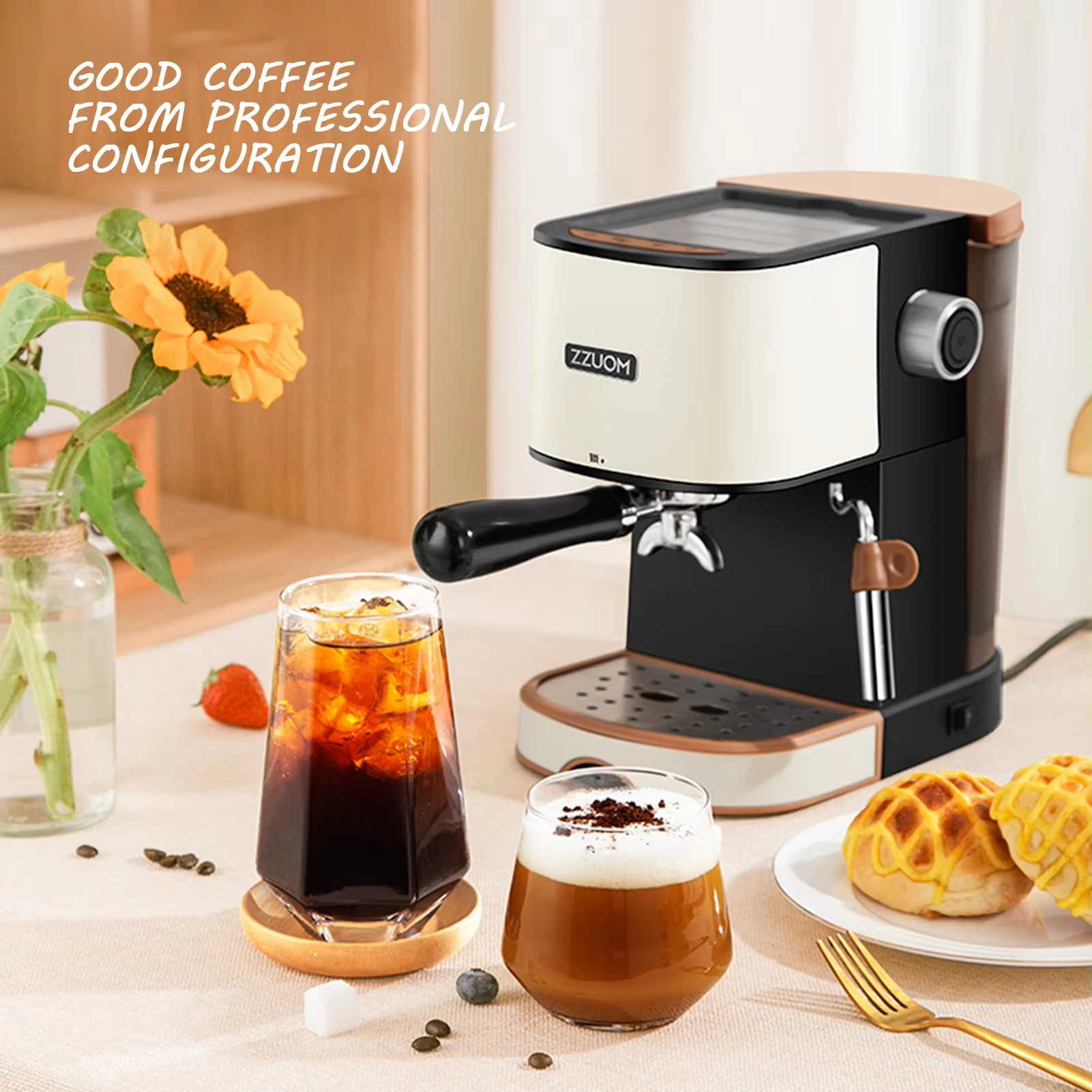 Bar Espresso Coffee Machines Latte & Cappuccino Maker Home Stainless Steel Coffee Maker Machine