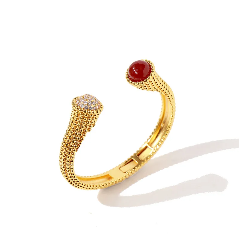 Ruby Malachite Gemstone Hug Bracelet Cuff Bracelet Cuff bangle