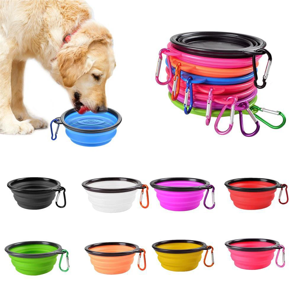 Dog pet products waterproof foldable and portable  pet bowl non spill pet travel food bowl