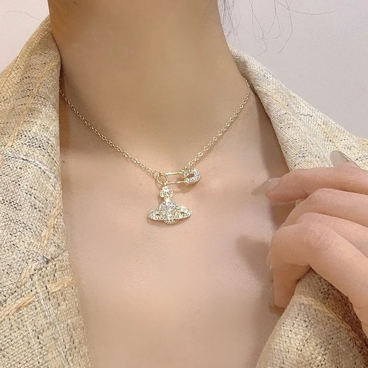 West after NANA pin Saturn chain necklace personality fashion simple trend European and American design sweater chain