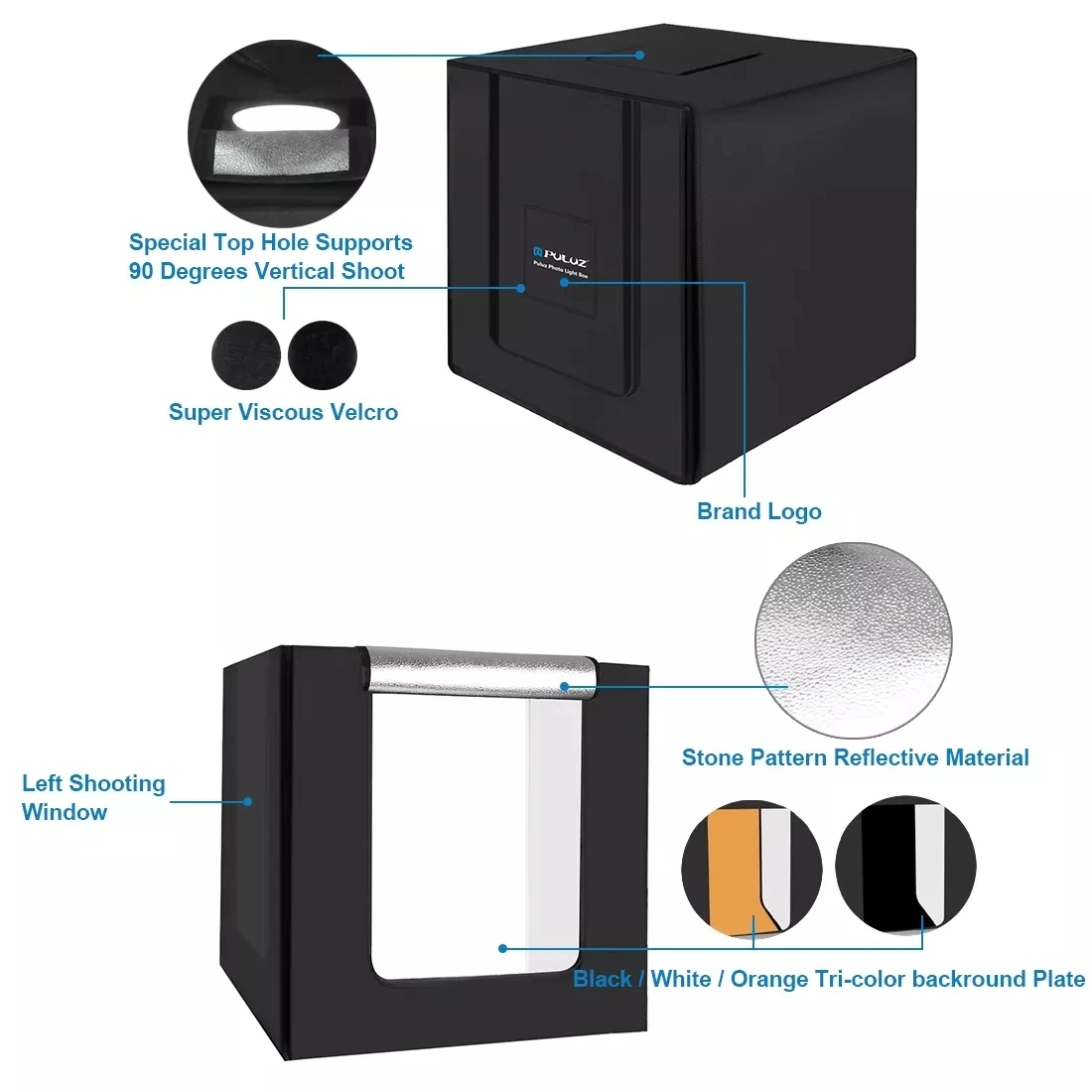 Wholesale Puluz 80cm 8500Lm Portable Photo Studio Light Box With 3 Colors Backdrops