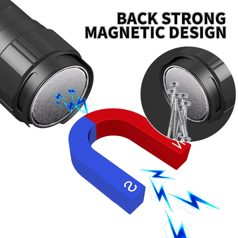 aeternam p70 white laser cutter design tail magnet zoomable power bank waterproof torch light rechargeable usb led flashlight