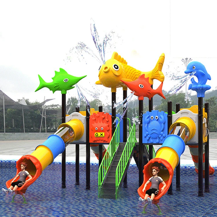 High quality kindergarten kids outdoor playground equipment water park slides