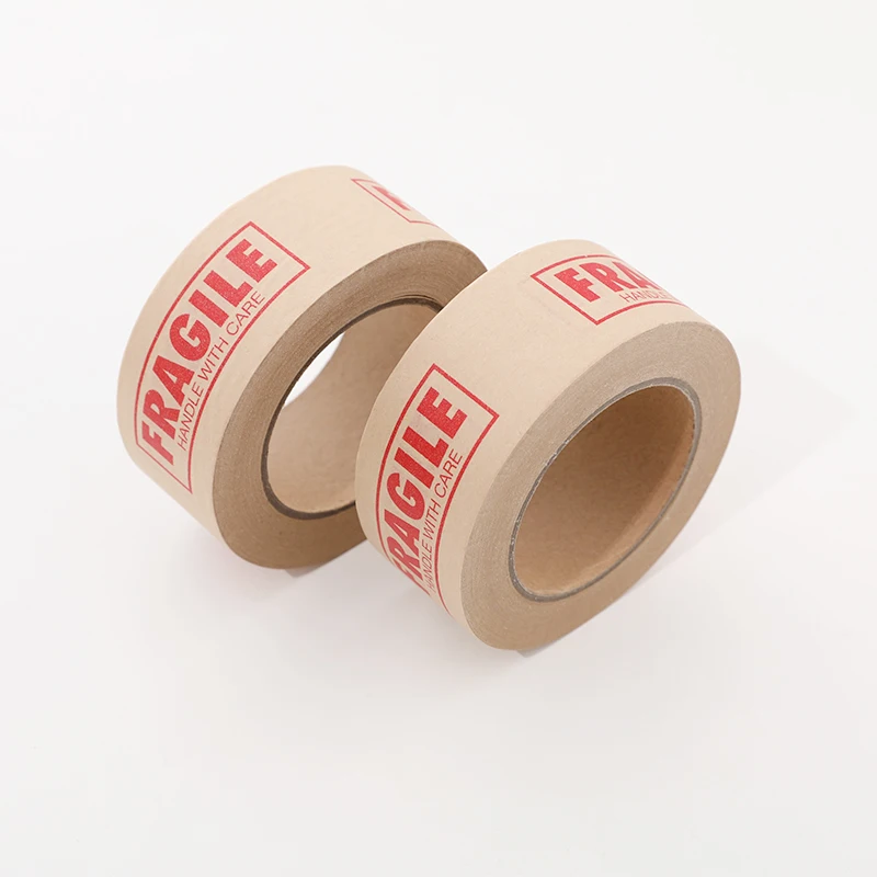 Custom Printed Kraft Paper Tape Self Adhesive Kraft Paper Tape Packing Fragile Tape Qr/Bar Code