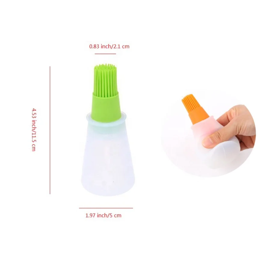 OKSILICONE BBQ Baking Brushes Basting & Pastry Dispenser Oil Bottle with Silicone Brush for Cooking