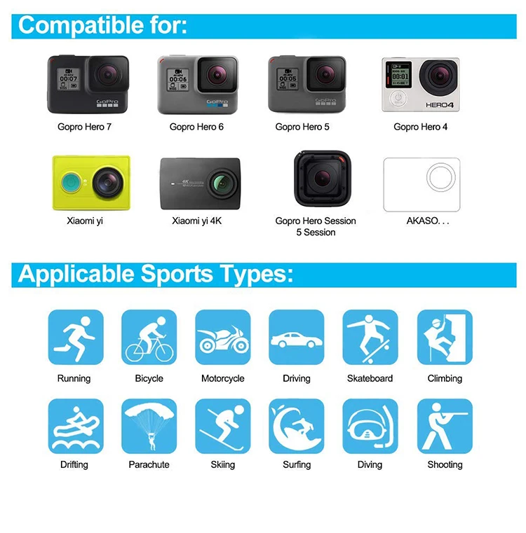 2021 Amazon hot Gopros аксессуары набор 50 в 1 Аксессуары для фотографического оборудования
