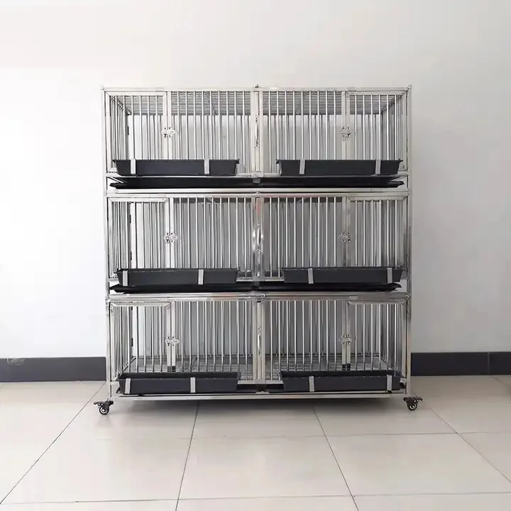 High Quality Stainless Steel New Silver Animal Birds 3-layer Pigeon Coop with Pigeon Accessories
