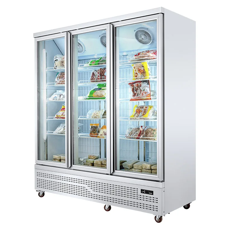 Stainless steel glass door chiller freezer refrigeration equipment commercial refrigeration equipment display