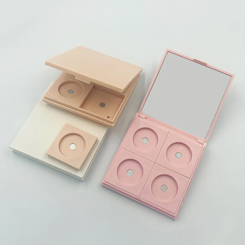 4 Colors Refillable round well custom cosmetic packaging magnet case eye shadow container