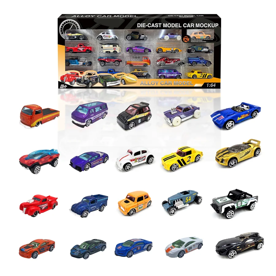 Custom 1:64 Diecast Car Mini Alloy Car Die cast Toys Model Car Vintage Racing Play Set for Kids