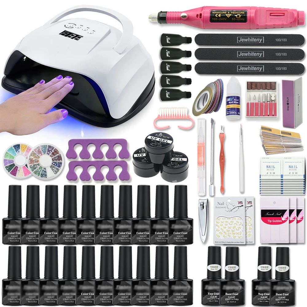 Wholesale extension diy polish poly nail gel set kit with uv lamp for nail salon