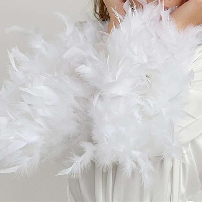 Summer Nightgown Feathered Satin Long Bathrobe Ladies Home Wear Clothing