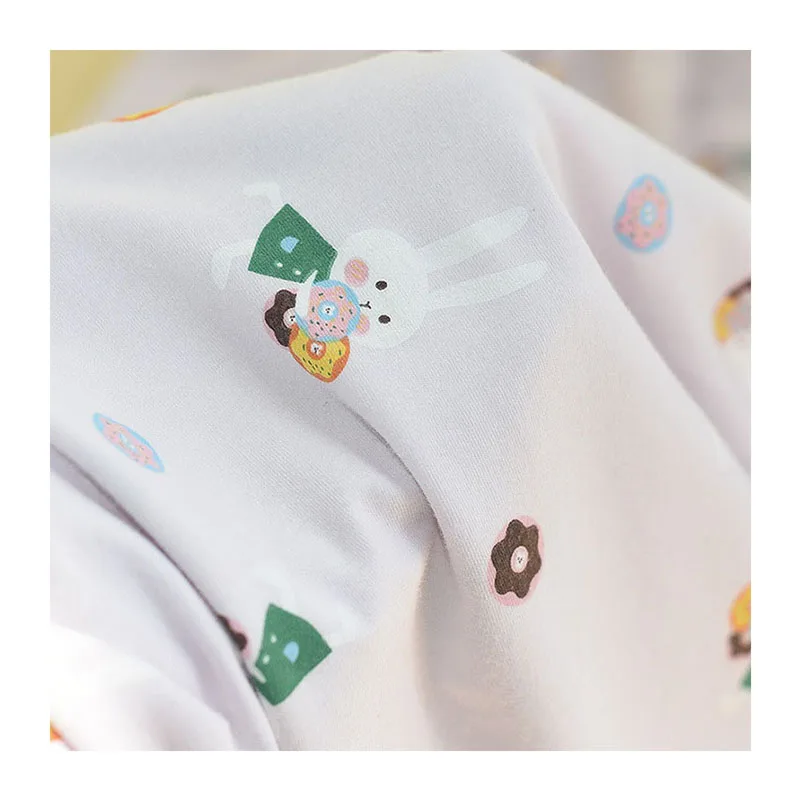 Custom Digital Printing Organic 95 Cotton 5 spandex Knitted Stretch Spandex Cartoon Fabric For Shirt