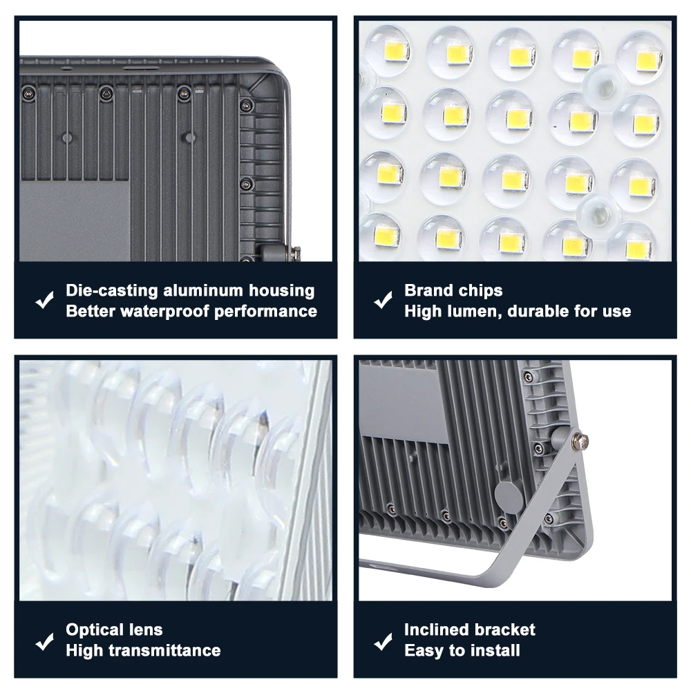 KCD 100w 200w 400w 500w 900w IP65 Energy Saving LED Projector Outdoor Security Lens Models AC Billboard Flood Light