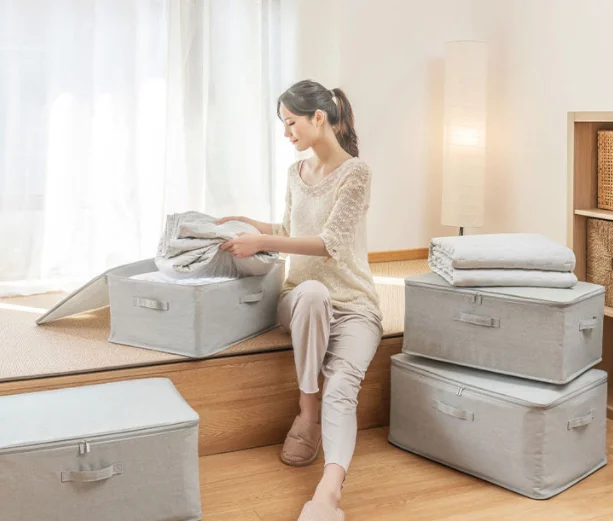 Extra Large Clothes Storage Bag Waterproof Clothes Organizer with Double Zipper for Storing Quilt Blanket Pillow Bed Sheet